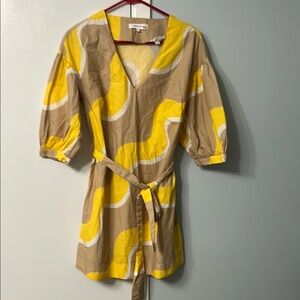 CHINTI & PARKER Yellow and Tan Patterned Dress
